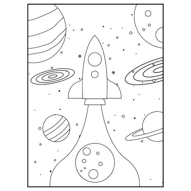 Disegni da colorare spazio stampabili per bambini vettore premium