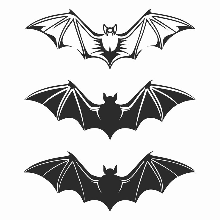 Vettore disegni delle ali dei pipistrelli