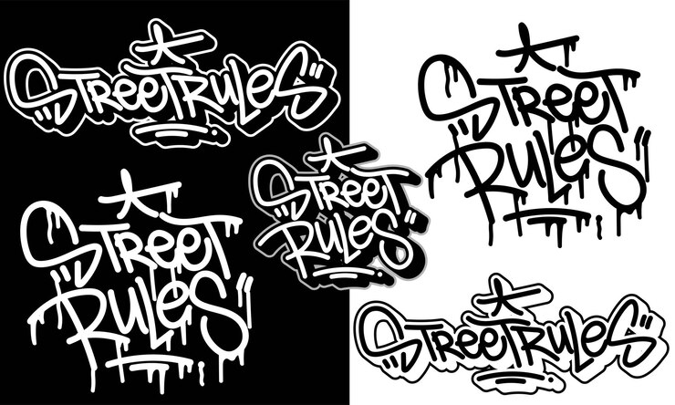 Vettore disegni di graffiti hiphop di arte di strada urbana illustrazioni vettoriali di tipografia streetwear