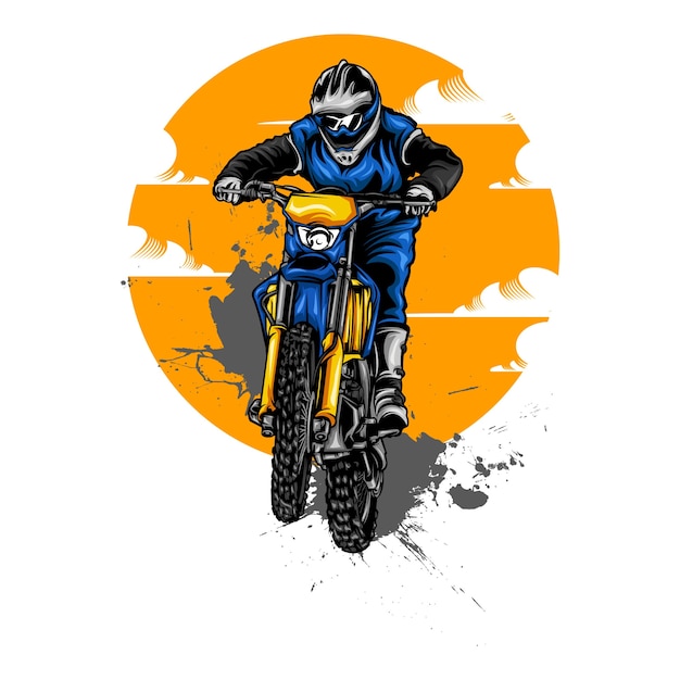 Disegni di illustrazione di motocross su tinta unita