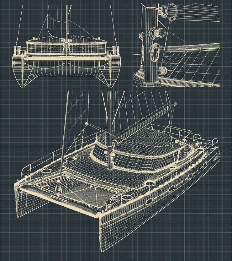 Vettore disegni di un catamarano moderno
