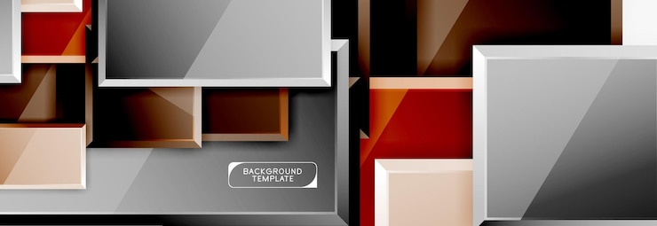 Vettore disegni geometrici quadrati striscione astratto effetti lucidi lucidi