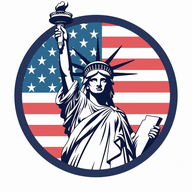 Disegni patriottici del 4 luglio di USA della bandiera americana della statua della libertà