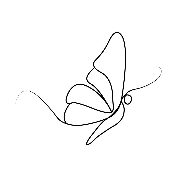 Disegno a farfalla a linea continua e illustrazione artistica vettoriale a linea