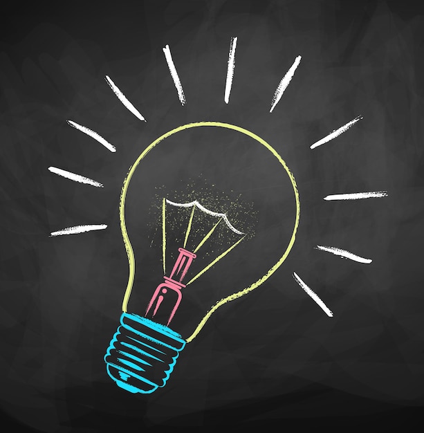 Disegno a gessetto di colore della lampadina