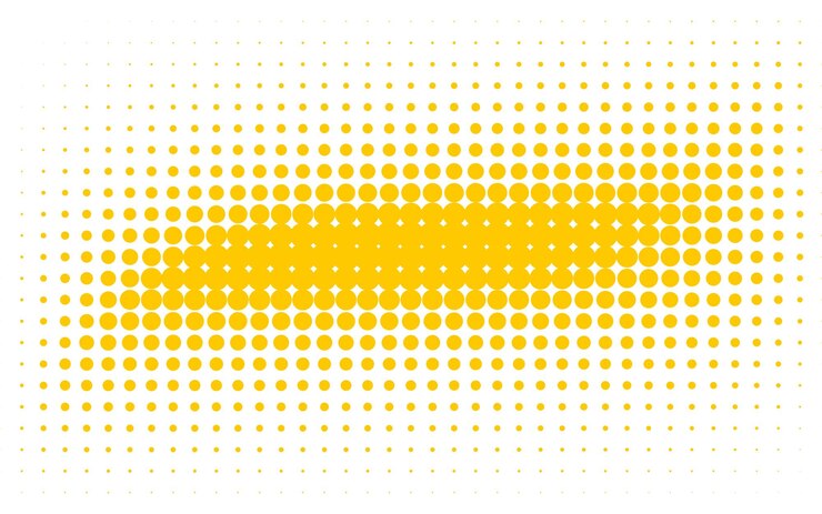 Disegno a gradiente a mezza tonalità giallo con punti circolari