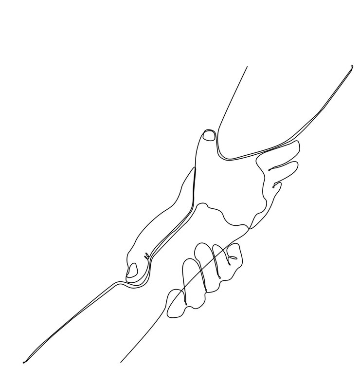Vettore disegno a linea continua della mano che chiede aiuto
