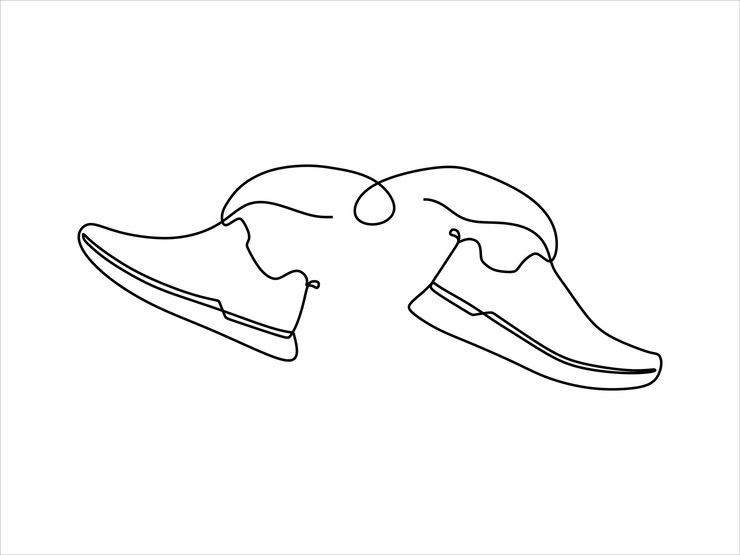 disegno a linea continua di scarpe sportive