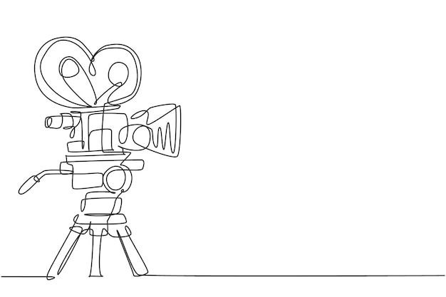 Disegno a linea continua singola di un vecchio videoregistratore classico retrò Articolo per la produzione di cinema analogico vintage