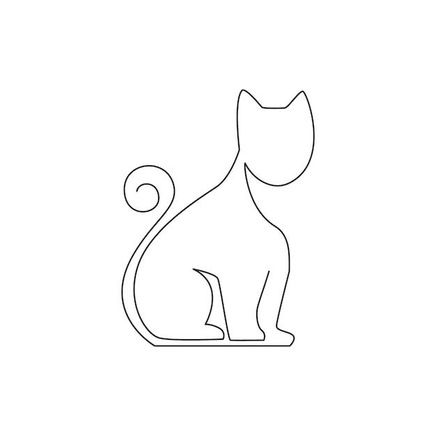 Disegno a linea continua singola di una semplice icona gatto gattino moderno Emblema del logo dell'animale domestico del gattino moderno