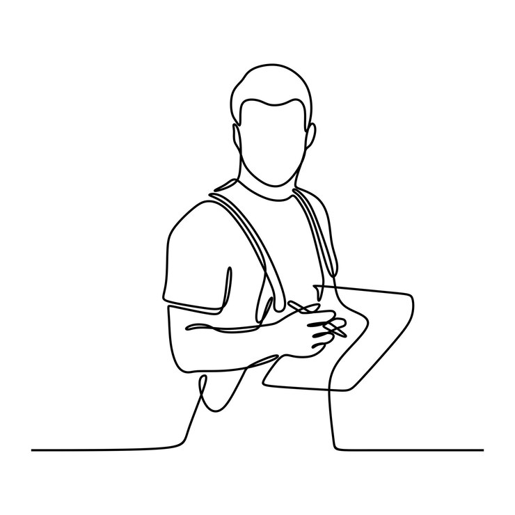 disegno a linee continue di documenti di analisi professionali per giovani