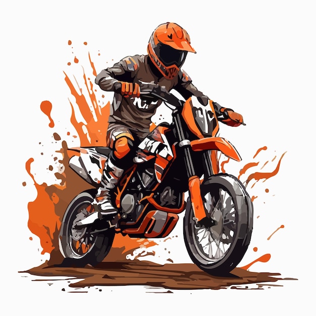 Disegno a mano di moto da corsa illustrazione di motocicletta acquerello offroad sfondo bianco isolato