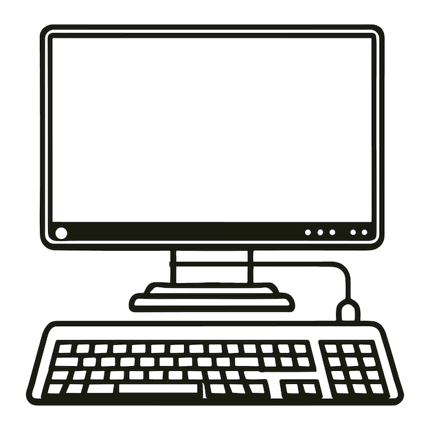Disegno a mano di un portatile con tastiera o mouse