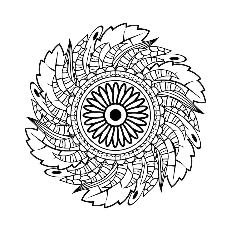 Vettore disegno a mano motivo floreale da colorare pagina,