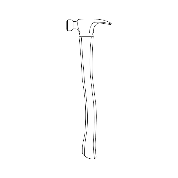 Disegno a mano per bambini Disegno cartone animato Illustrazione vettoriale Icona di martello agricolo Isolato su sfondo bianco