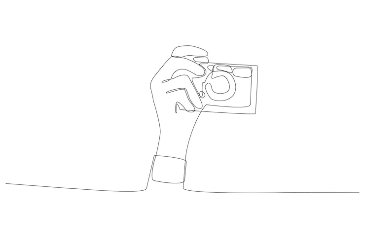 Vettore disegno a tratteggio continuo del vettore della mano di tiro vettore premium