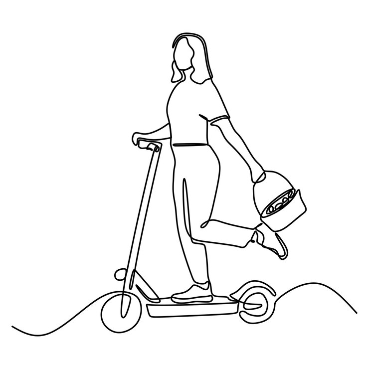 disegno a tratteggio continuo di giovane donna che indossa vestiti coniglietto che tiene cesto di vimini uova colorate liberate