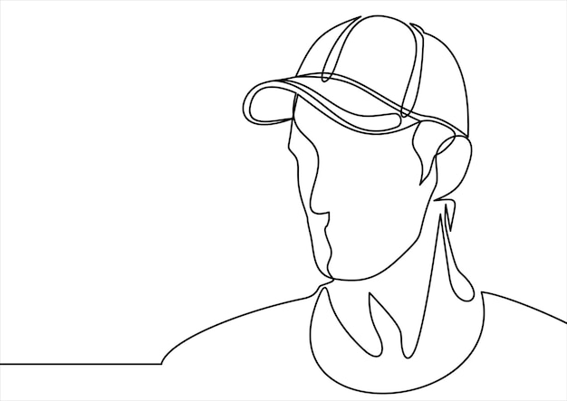 disegno a tratteggio continuo di uomini che indossano cappelli moderni alla moda illustrazione