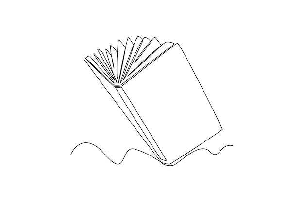 Disegno a una linea singola Libri e concetto di lettura Illustrazione grafica vettoriale del disegno a linea continua
