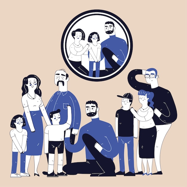 Disegno al tratto della famiglia