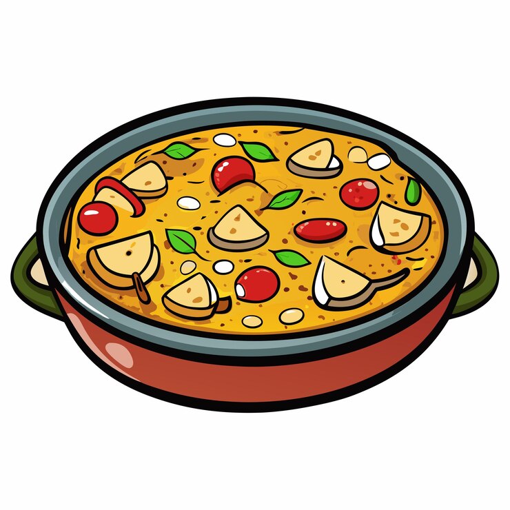 Vettore disegno alimentare tradizionale della paella vettoriale
