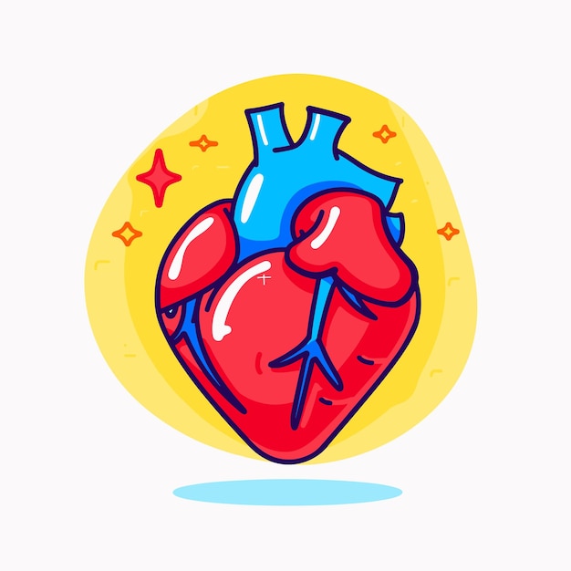 Disegno anatomico dell'organo cardiaco umano illustrazione vettoriale piatta