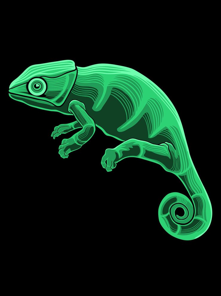 Vettore disegno animale camaleonte a colori modificabile vettoriale