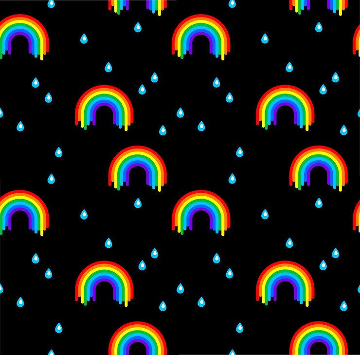Vettore disegno arcobaleno colorato su sfondo nero