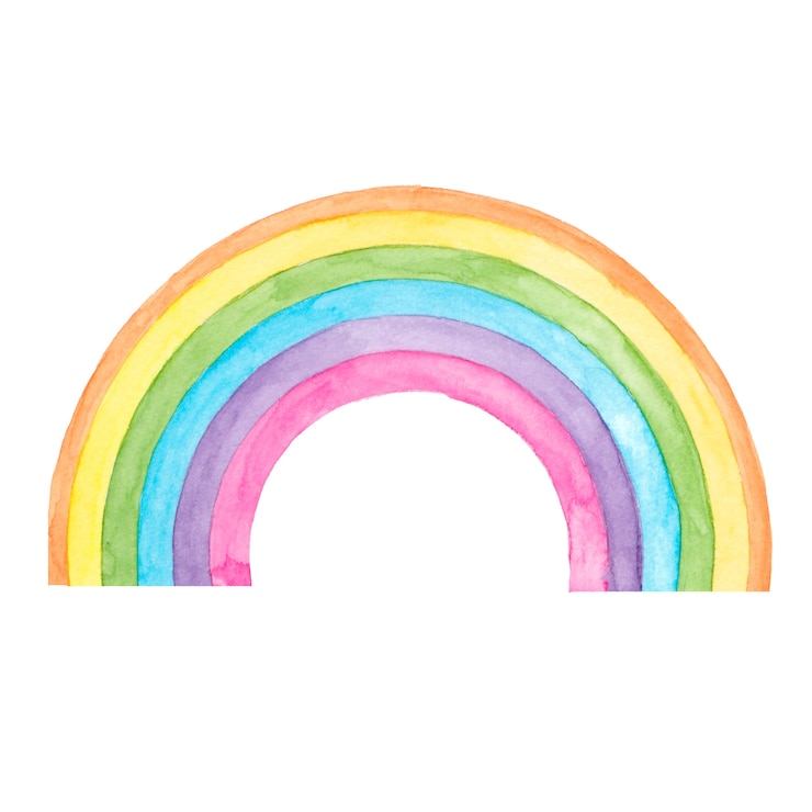 Vettore disegno arcobaleno dell'acquerello su bianco