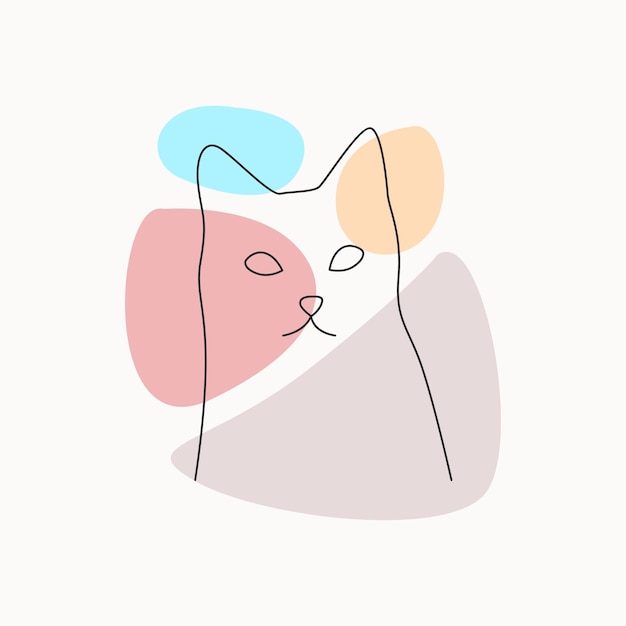 Disegno artistico della linea del gatto per la Giornata Internazionale del Gatto
