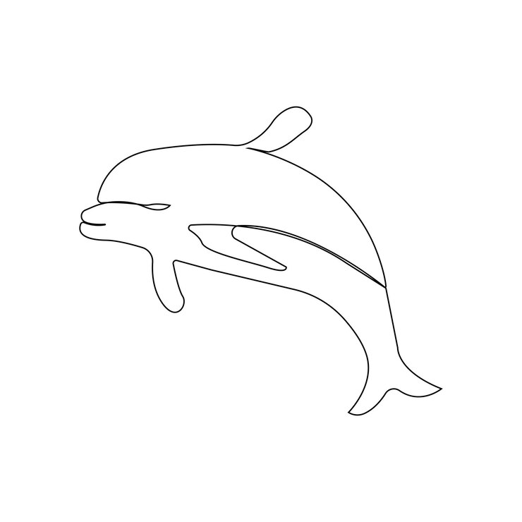 Vettore disegno artistico oneline di delfini isolato su sfondo bianco illustrazione vettoriale