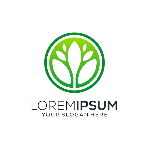 Disegno astratto del logo a foglia verde