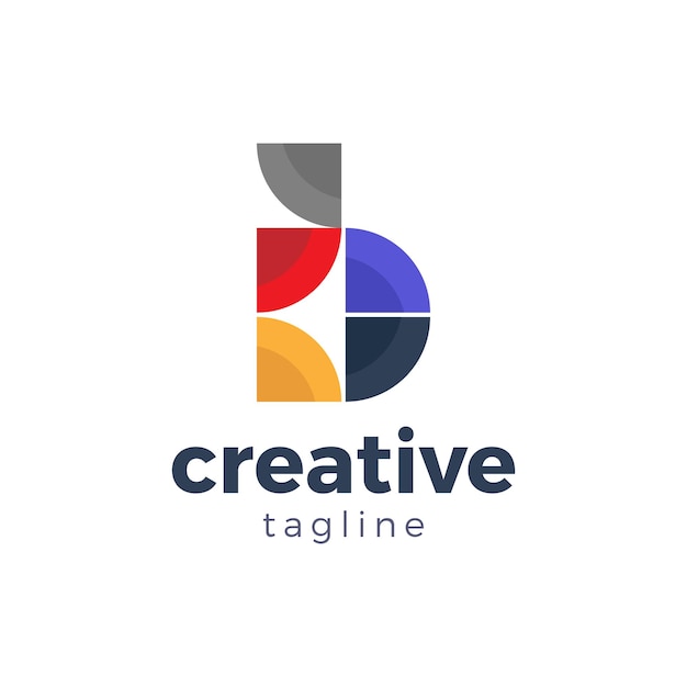 Disegno astratto di forma del logo della lettera B delle mattonelle semplici