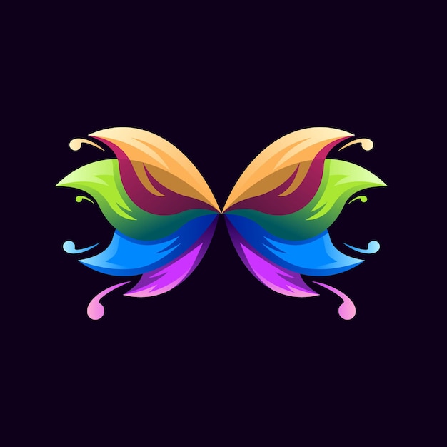 Disegno astratto di logo colorato farfalla di bellezza