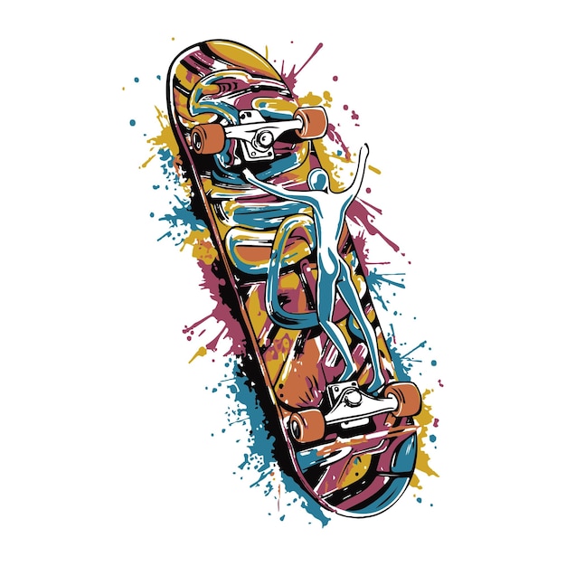 disegno astratto di maglietta da skateboard