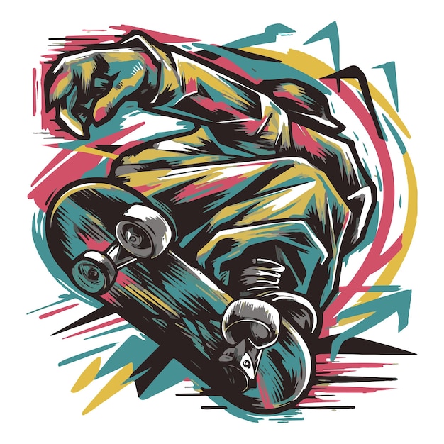 disegno astratto di maglietta da skateboard