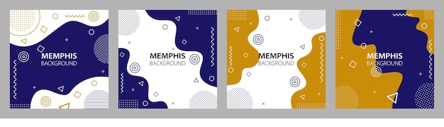 Disegno astratto di sfondo colorato di memphis. Modello quadrato alla moda.