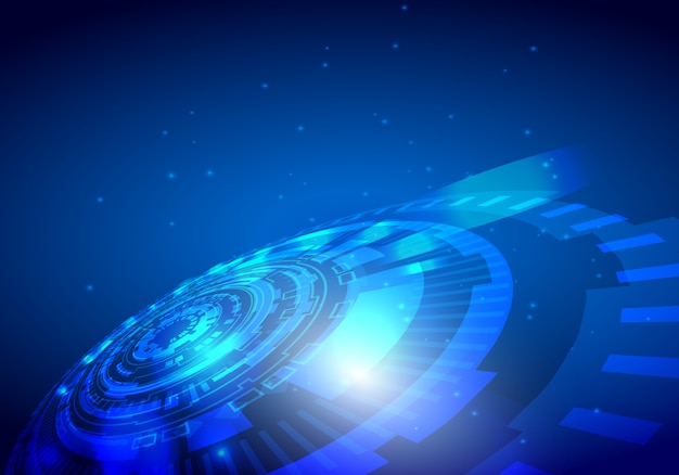 Disegno astratto tecnologia vettoriale su sfondo blu.