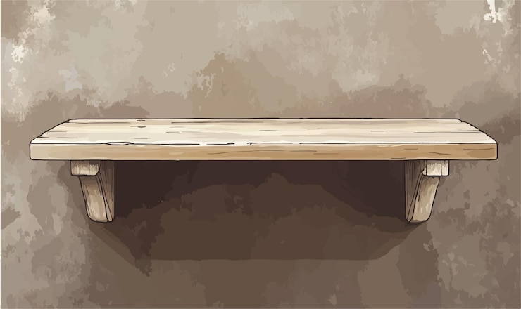 Vettore disegno colorato di scaffali fai-da-te con elementi di legno dipinti