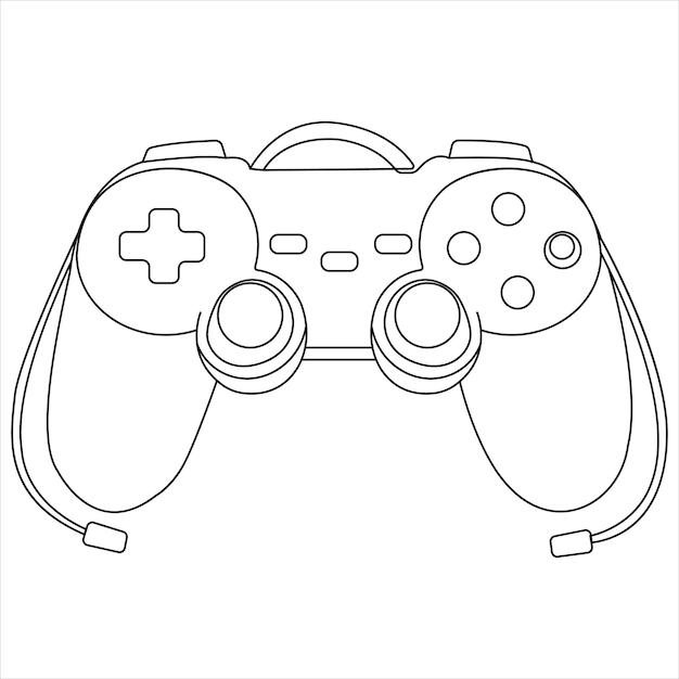 Disegno continuo a linea singola di joystick o gamepad del controller di gioco illustrazione vettoriale line art