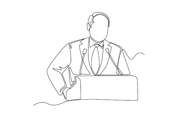 Disegno continuo a una linea Discorso del presidente il giorno del presidente Presidents Day Concept Illustrazione grafica vettoriale del disegno a linea singola