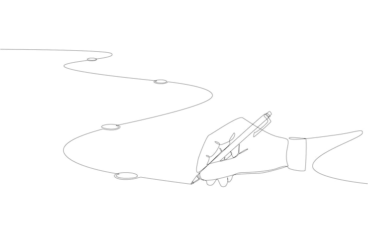 Vettore disegno continuo di un'unica linea di un uomo d'affari disegno di una linea con punti di controllo flusso di lavoro progresso del progetto
