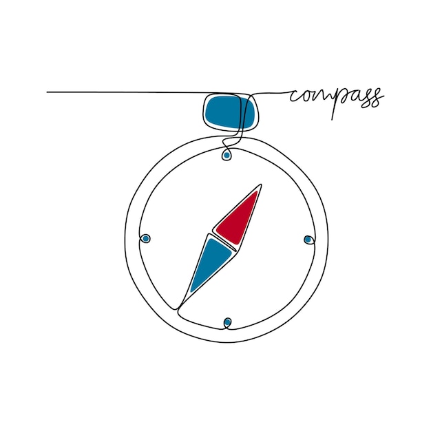 Disegno continuo di una linea di bussola isolato su sfondo bianco