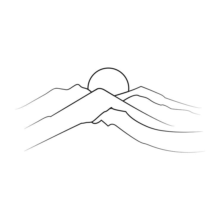 Disegno continuo di una linea di catena montuosa paesaggio vettoriale illustrazione artistica del contorno