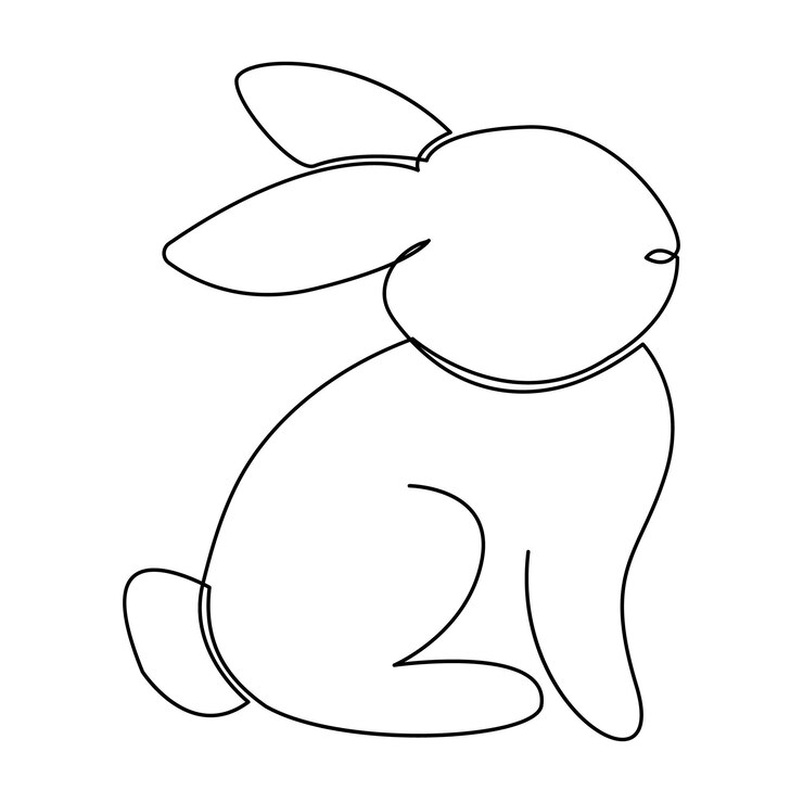 disegno continuo di una linea di coniglietto di coniglio animale domestico e felice arte vettoriale del concetto di giorno di pasqua