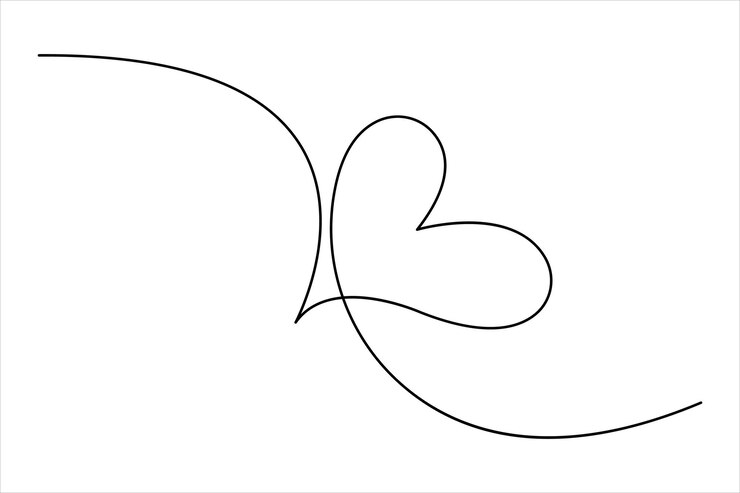 Vettore disegno continuo di una linea di cuore giorno di san valentino amore isolato illustrazione vettoriale disegnata a mano