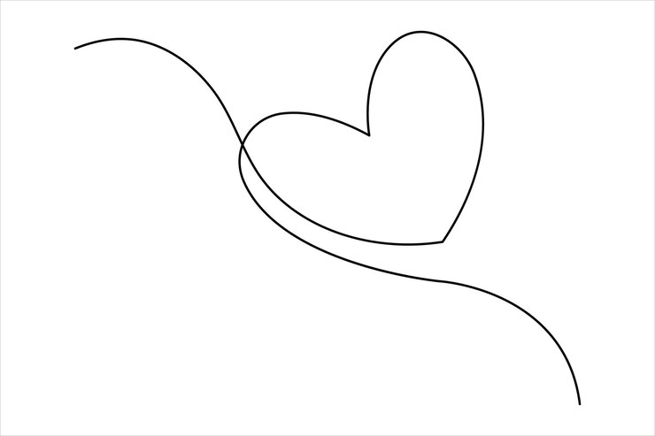 Vettore disegno continuo di una linea di cuore giorno di san valentino amore isolato illustrazione vettoriale disegnata a mano