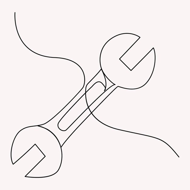 Disegno continuo di una sola linea concetto di giornata del lavoro illustrazione vettoriale dell'attrezzo a chiave a doppia faccia