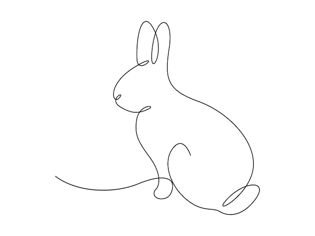 Disegno continuo di una sola linea di coniglio coniglio carino semplice disegnato vettoriale illustrazione pro vettoriale