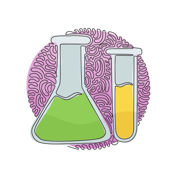 Disegno continuo di vetreria da laboratorio chimica per apparecchiature di test chimici grafica vettoriale
